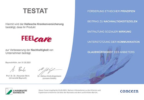 Testat FEELcare Nachhaltigkeit