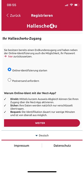 hallesche4u Registrierungsverfahren